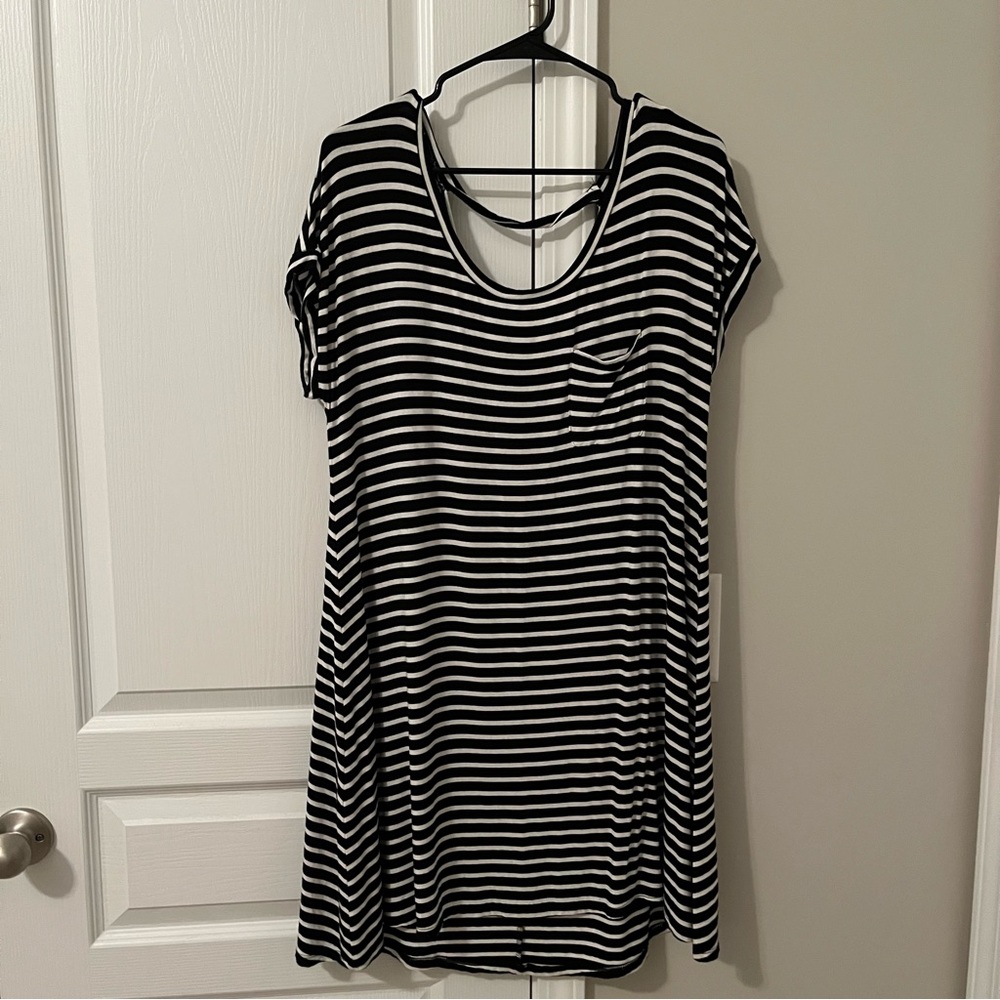 American Eagle Women’s Black Striped Shirt Dress - Size M